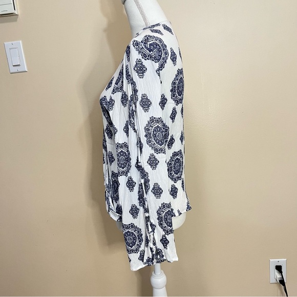 Altar’d State Surplice / Faux Wrap Front Lattice Long Sleeve Blouse - Picture 7 of 15